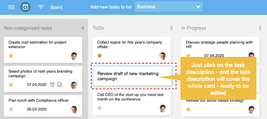 Change task description