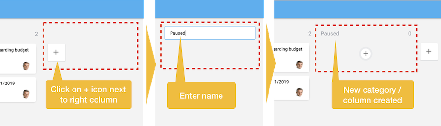 Task Board - Create new category / column