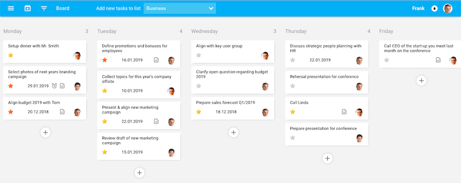 Task board - Week view