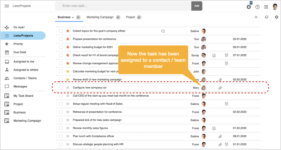 Assing task - task assigned to new responsible