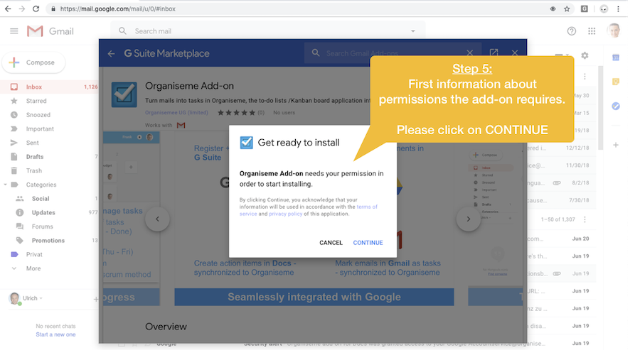 Grant some permissions to the add-on