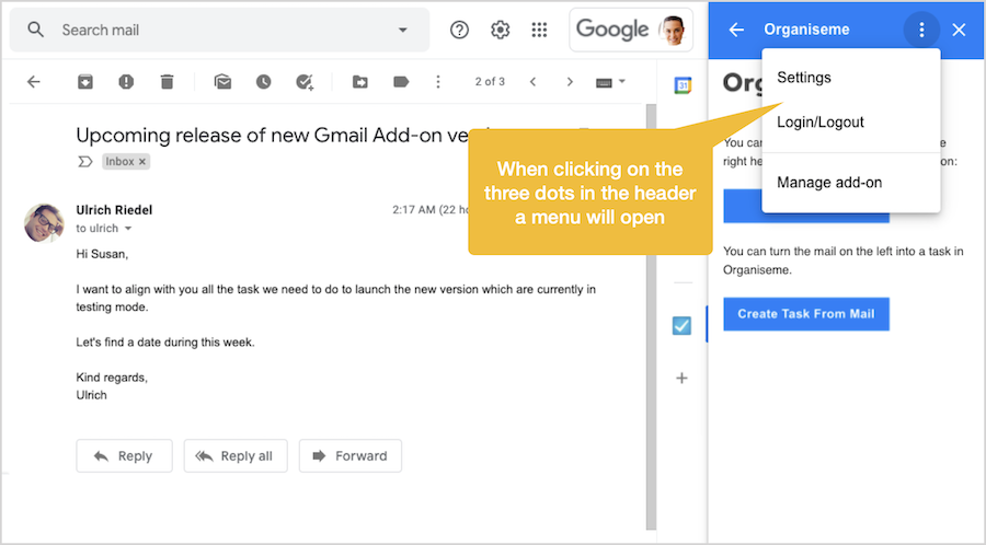 Open the settings menu