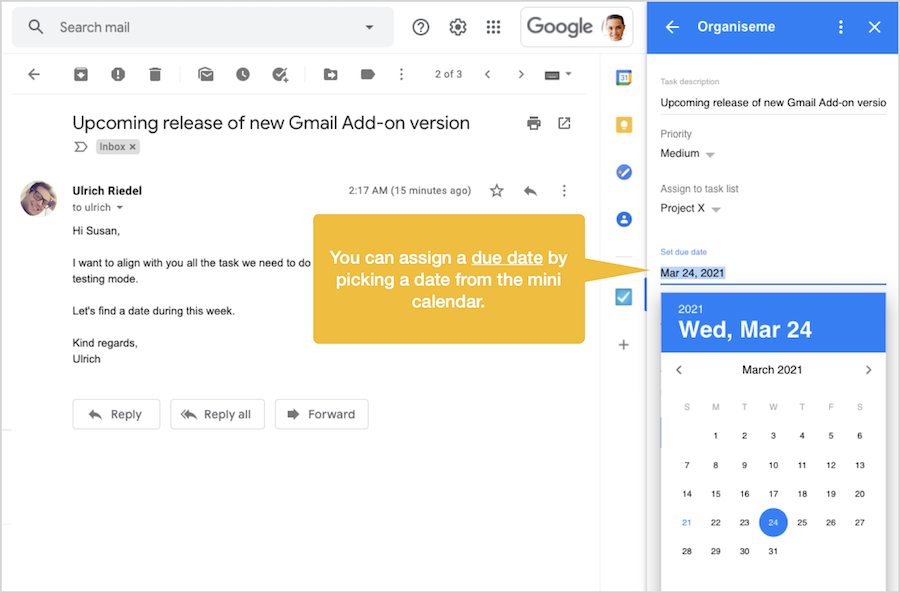 Set due date for task