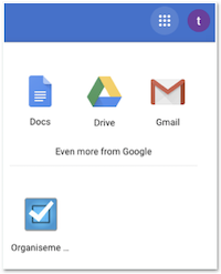 Organiseme part of Google Apps Menu