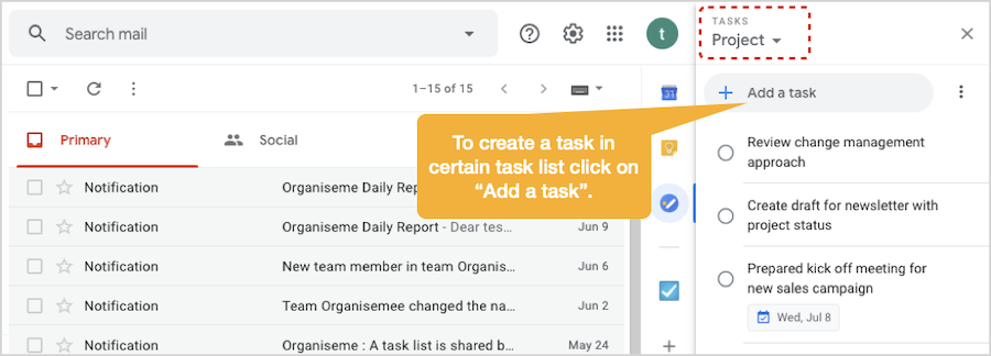 initiate to create a task in Google Task