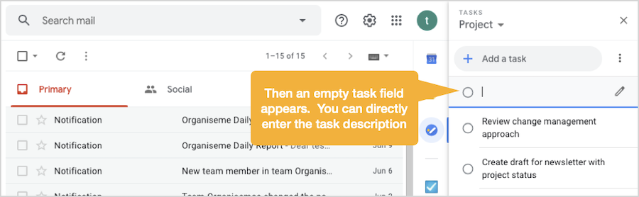 Create task in Google Task - enter task description