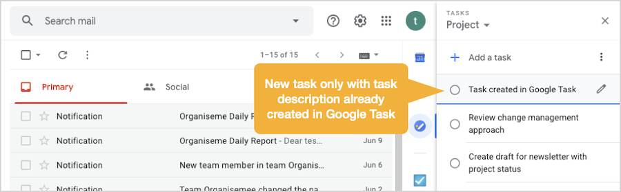 Create task in Google Task - task just created