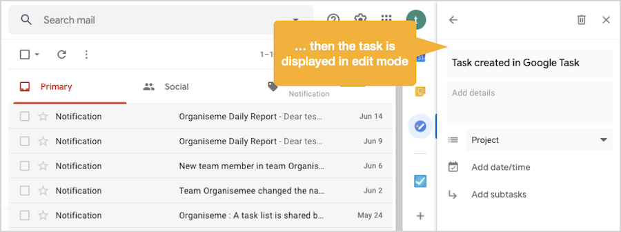 Create task in Google Calendar - 