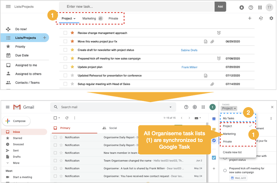 Editing Organiseme tasks in Google Tasks