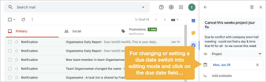 Editing Organiseme tasks in Google Tasks