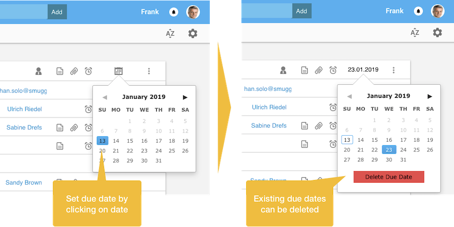Set Edit or Delete Due date