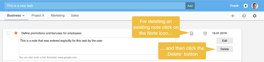 Delete Note
