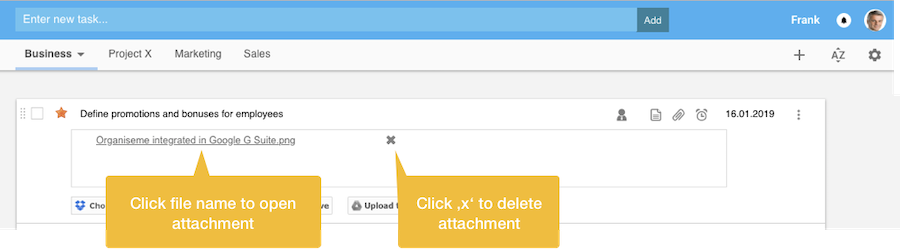 Display and Delete Attachment