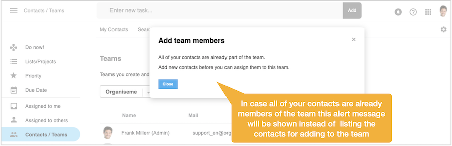 Initiate adding a new team member