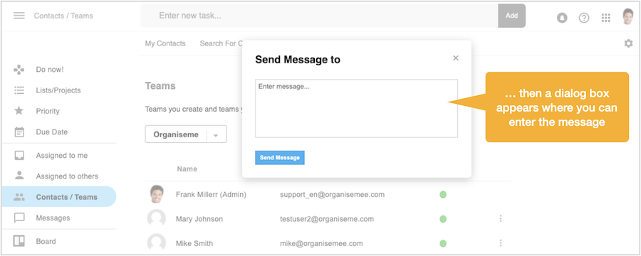 Create message to team member
